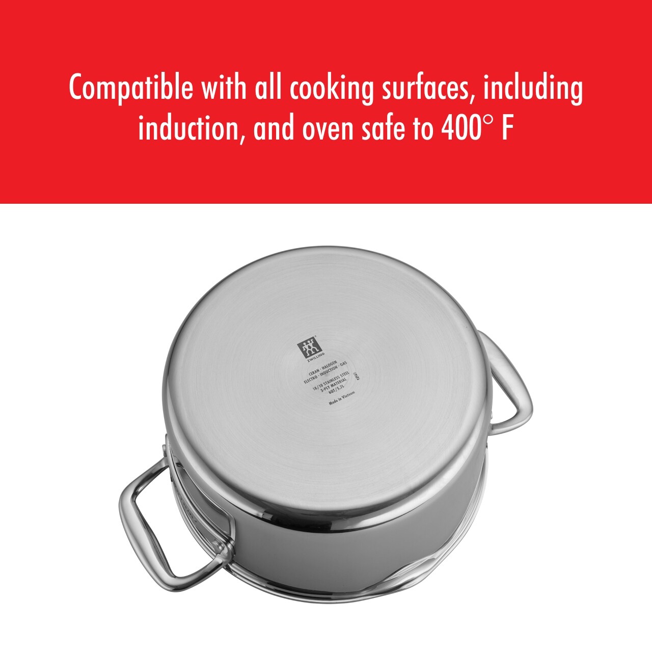 Pochette de cuisson ZWILLING Clad CFX en acier inoxydable et céramique antiadhésive, 6 pintes