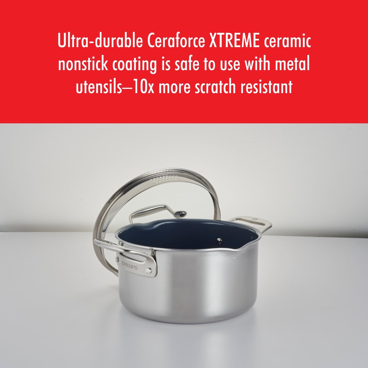 Pochette de cuisson ZWILLING Clad CFX en acier inoxydable et céramique antiadhésive, 6 pintes