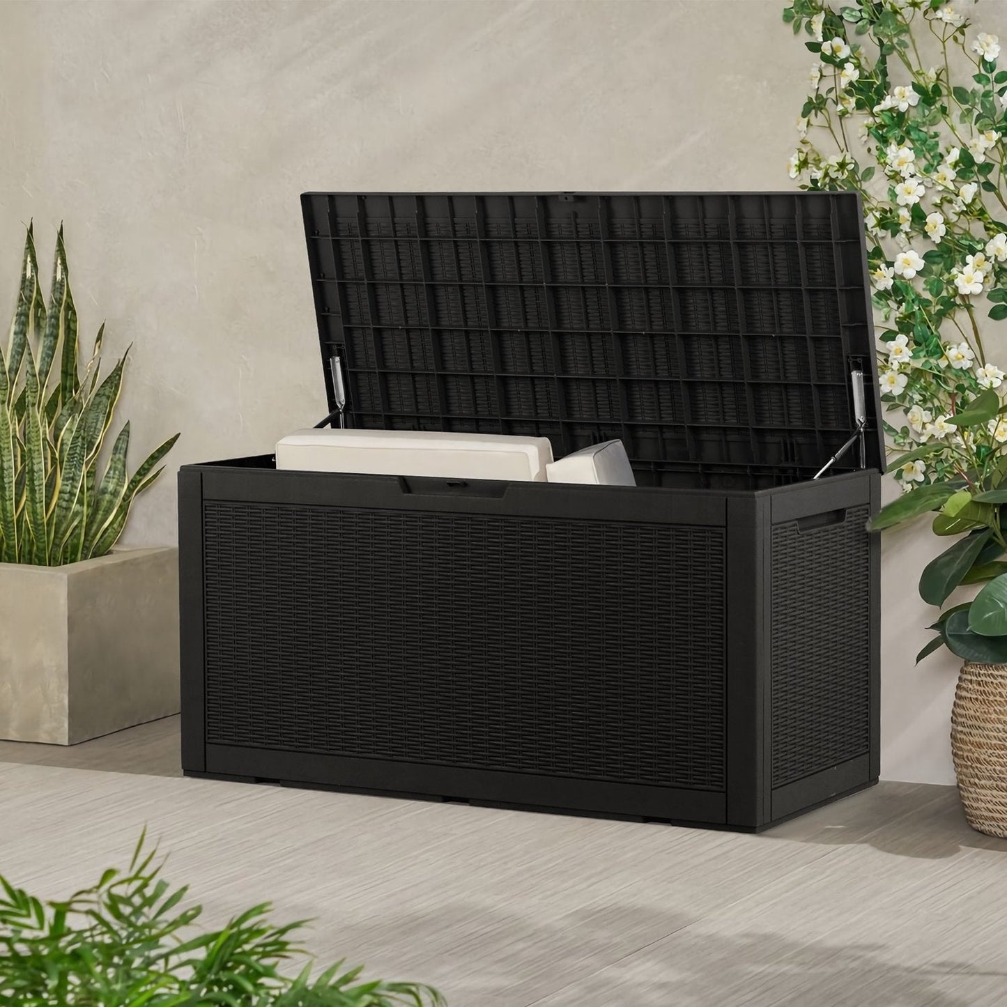 Walnew Coffre de rangement extérieur en résine plastique pour terrasse, 100 gallons