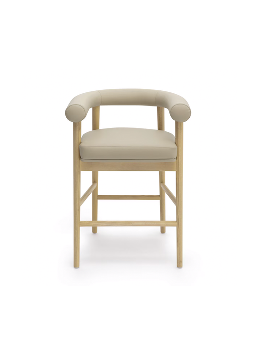 Tabouret de bar Para en cuir végétalien, taupe