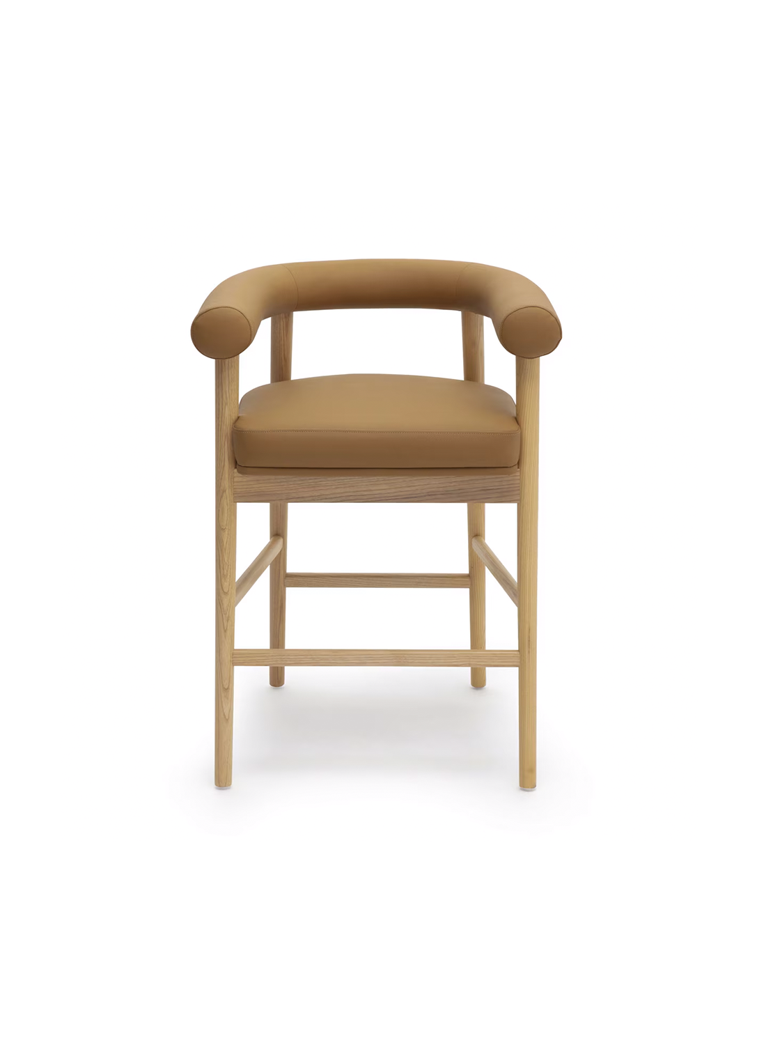 Tabouret de bar Para en cuir végétalien, cognac