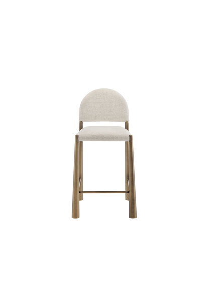 Tabouret de bar en tissu Alura, laiton crème
