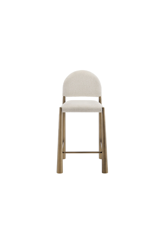 Tabouret de bar en tissu Alura, laiton crème