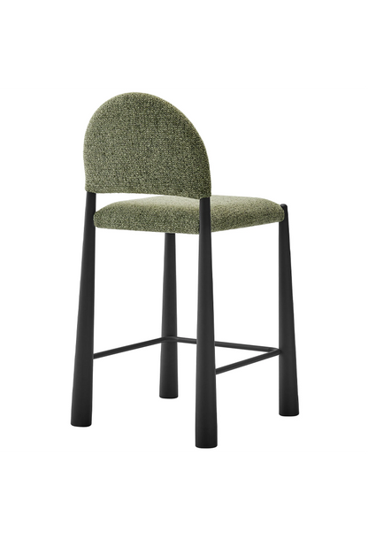 Tabouret de bar en tissu Alura, feuille noire