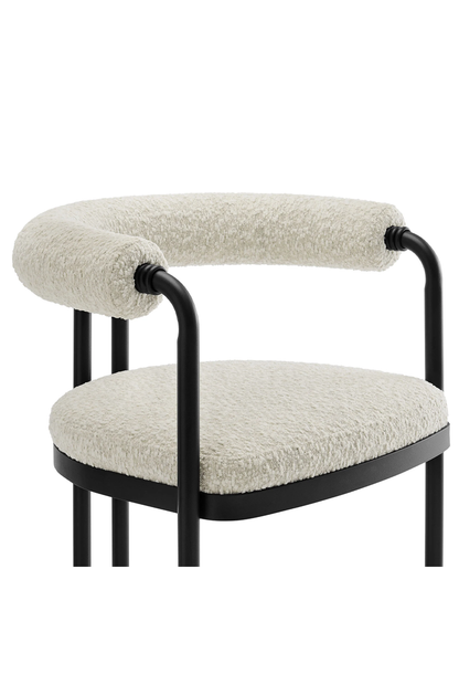 Tabouret de bar Aveline à dossier incurvé en métal et boucle, perle noire