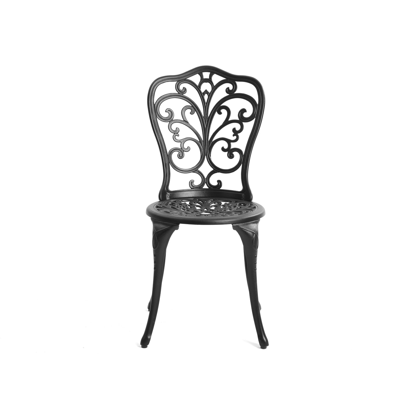 Table et chaises de jardin en aluminium pour extérieur, style papillon, 3 pièces, avec trou pour parasol