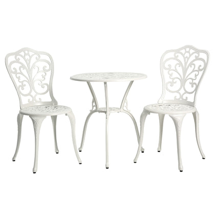 Table et chaises de jardin en aluminium pour extérieur, style papillon, 3 pièces, avec trou pour parasol