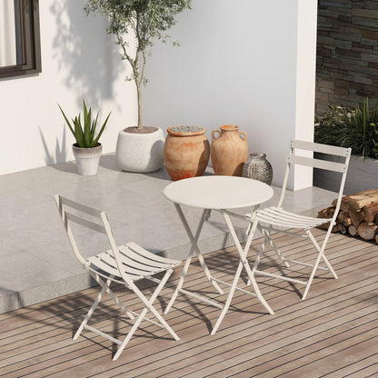 Ensemble de bistro de terrasse minimaliste 3 pièces, composé d'une table ronde et de chaises pliantes - Ensemble-de-bistro-de-terrasse-3-pieces