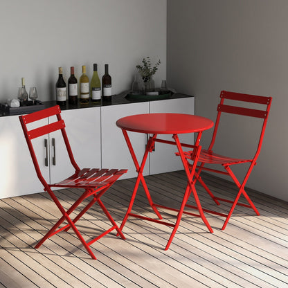 Ensemble de bistro de terrasse minimaliste 3 pièces, composé d'une table ronde et de chaises pliantes - Ensemble-de-bistro-de-terrasse-3-pieces
