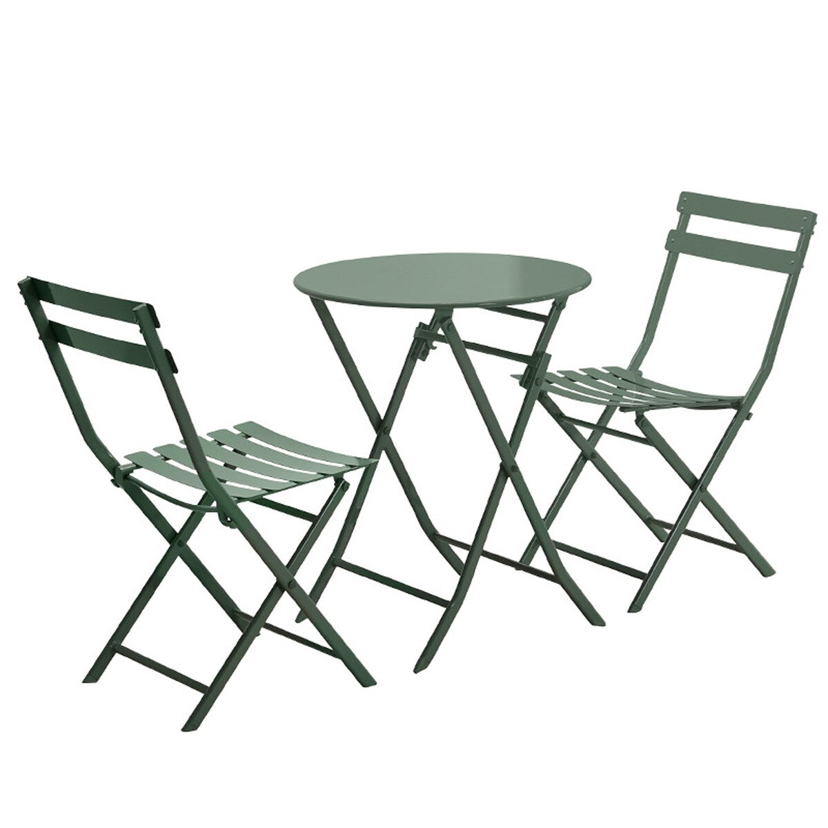 Ensemble de bistro de terrasse minimaliste 3 pièces, composé d'une table ronde et de chaises pliantes - Ensemble-de-bistro-de-terrasse-3-pieces
