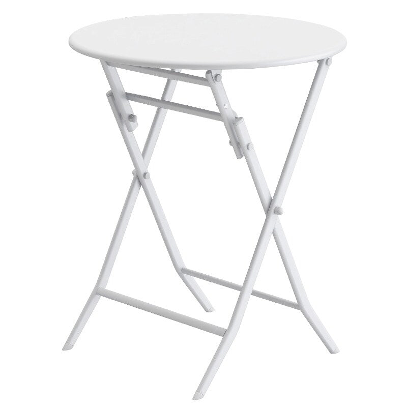 Ensemble de bistro de terrasse minimaliste 3 pièces, composé d'une table ronde et de chaises pliantes - Ensemble-de-bistro-de-terrasse-3-pieces