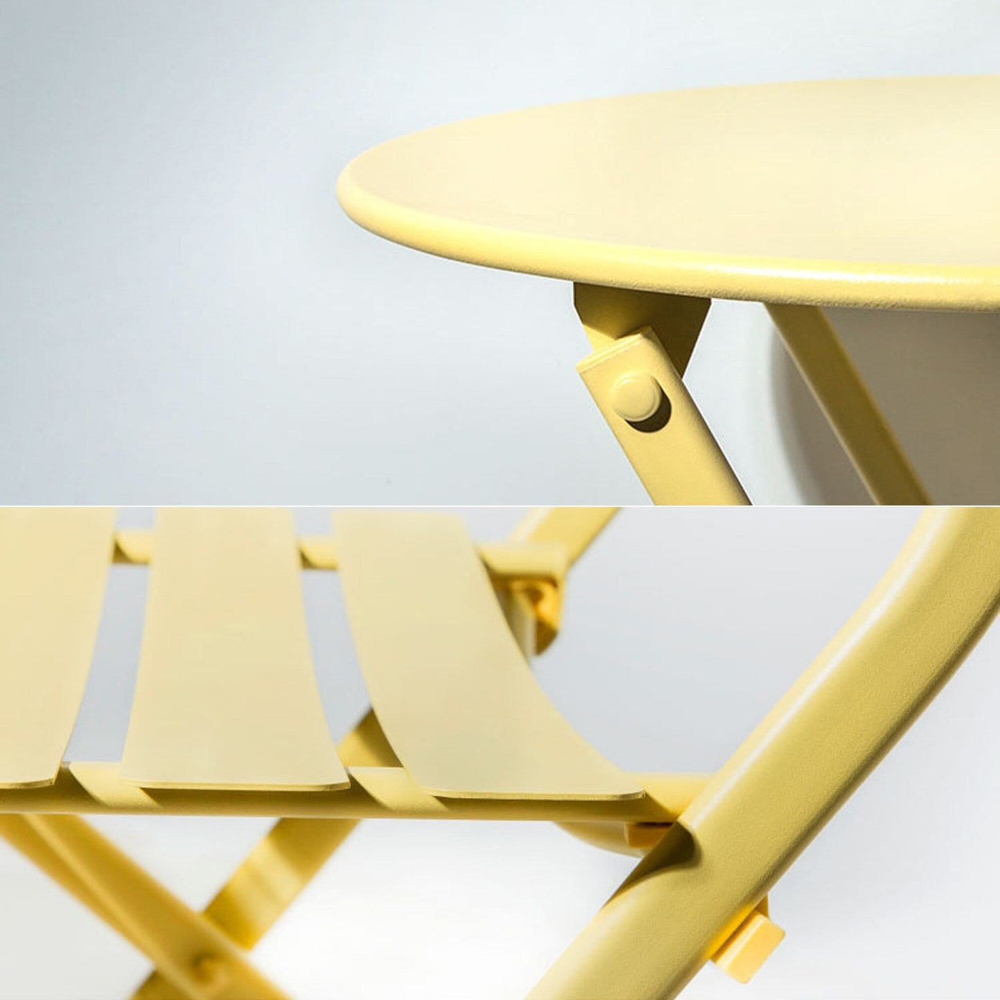 Ensemble de bistro de terrasse minimaliste 3 pièces, composé d'une table ronde et de chaises pliantes - Ensemble-de-bistro-de-terrasse-3-pieces