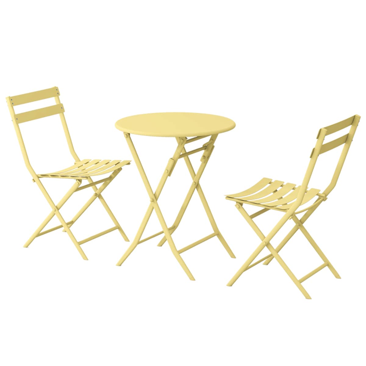 Ensemble bistrot de terrasse 3 pièces : table ronde et chaises pliantes