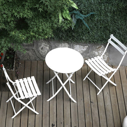 Ensemble bistrot de terrasse 3 pièces : table ronde et chaises pliantes