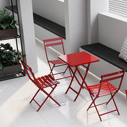 Ensemble de bistro minimaliste pour terrasse, 3 pièces, table carrée et chaises pliantes - 3 pièces