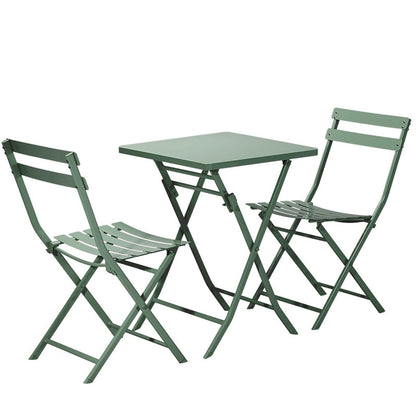 Ensemble de bistro minimaliste pour terrasse, 3 pièces, table carrée et chaises pliantes - 3 pièces