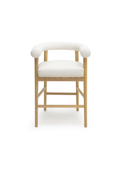 Tabouret de bar Para en cuir végétalien, blanc