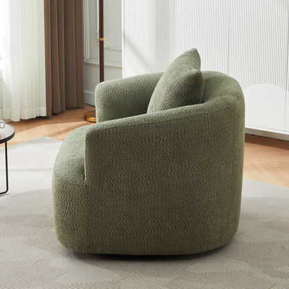 Chaise pivotante à 360°, chaise d'appoint en boucle de 38,2 pouces avec coussin décoratif, chaise de canapé en forme de tonneau avec accoudoirs incurvés.