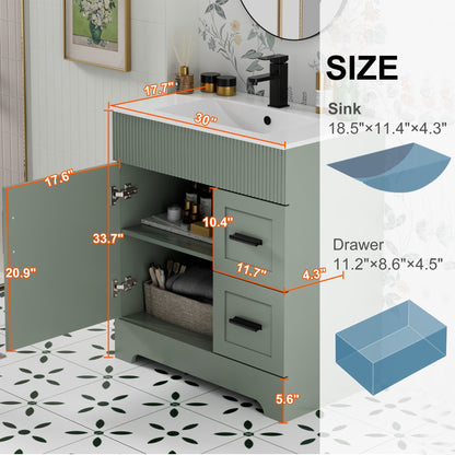 Ensemble de meuble-lavabo Wavy Line 30/36/48 avec lavabo et robinet