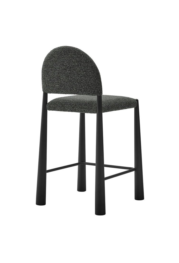 Tabouret de bar en tissu Alura, noir anthracite