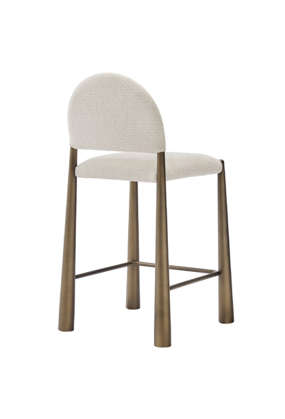 Tabouret de bar en tissu Alura, laiton crème