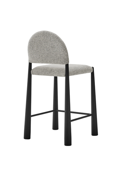 Tabouret de bar en tissu Alura, noir camel