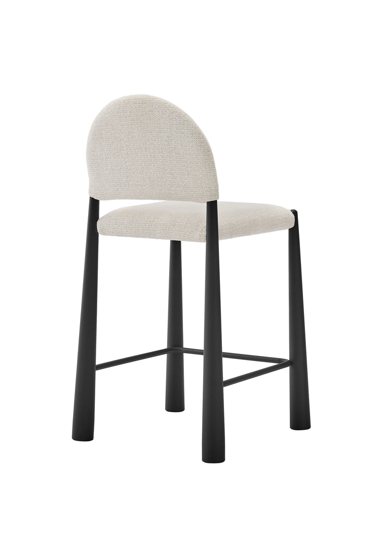 Tabouret de bar en tissu Alura, noir crème