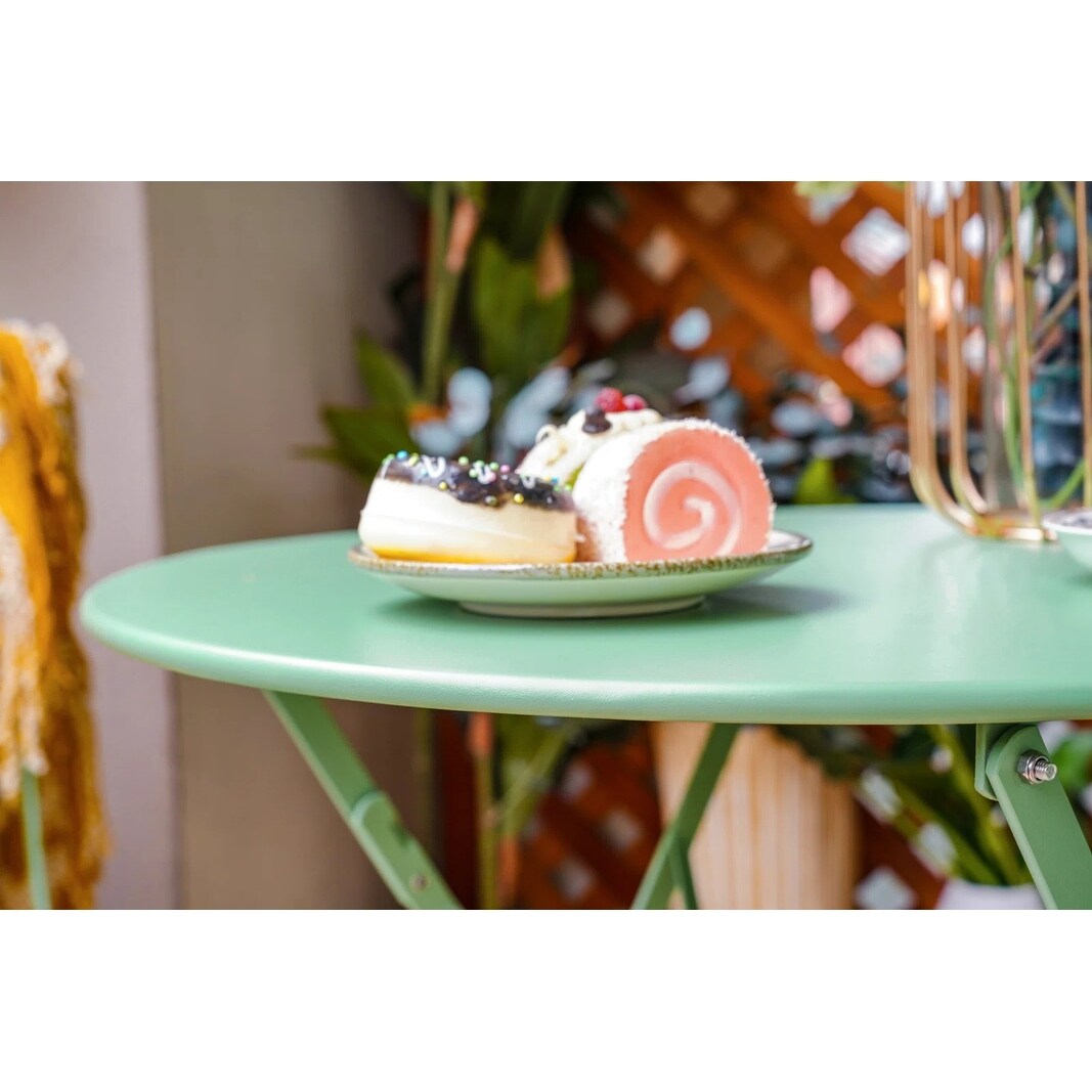 Ensemble de bistro pliable en métal 3 pièces, ensemble de conversation résistant aux intempéries pour l'intérieur et l'extérieur, pour patio, jardin, cour.