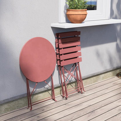 Ensemble de bistro pliable en métal 3 pièces, ensemble de conversation résistant aux intempéries pour l'intérieur et l'extérieur, pour patio, jardin, cour.