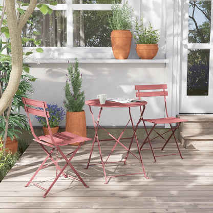 Ensemble de bistro pliable en métal 3 pièces, ensemble de conversation résistant aux intempéries pour l'intérieur et l'extérieur, pour patio, jardin, cour.