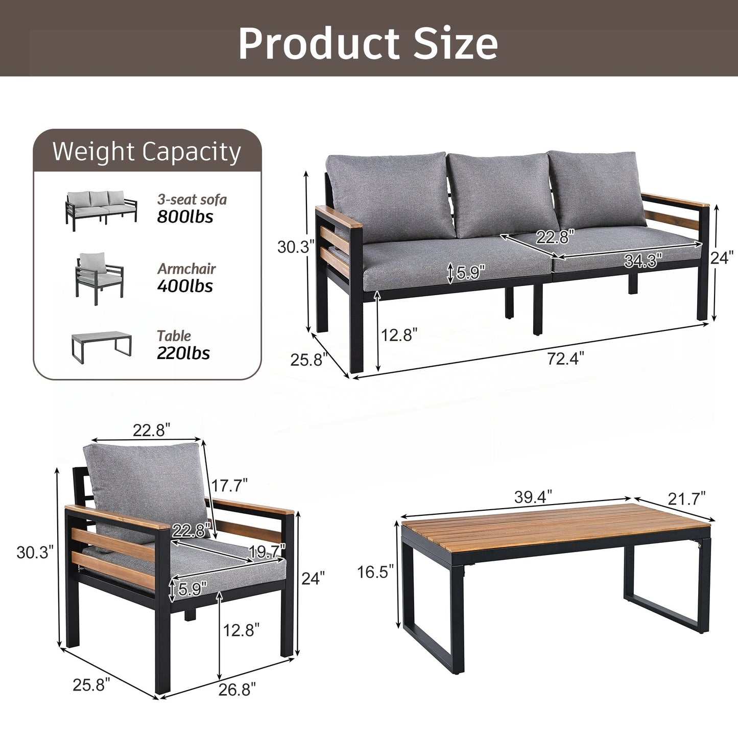 Ensemble de meubles de jardin 4 pièces