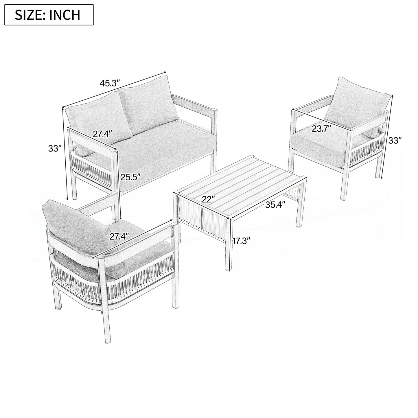 Ensemble de meubles de jardin 4 pièces