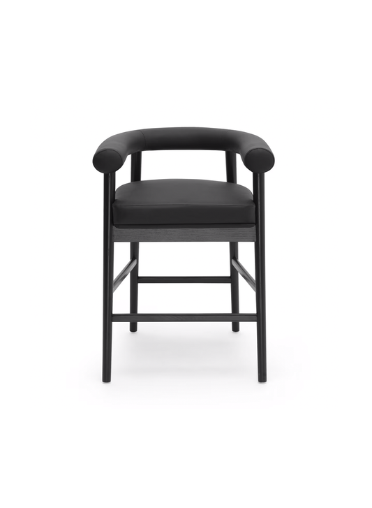 Tabouret de bar Para en cuir végétalien, noir