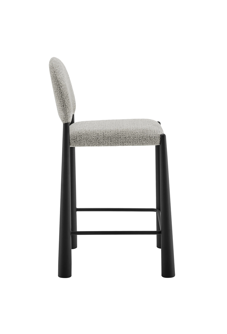 Tabouret de bar en tissu Alura, noir camel
