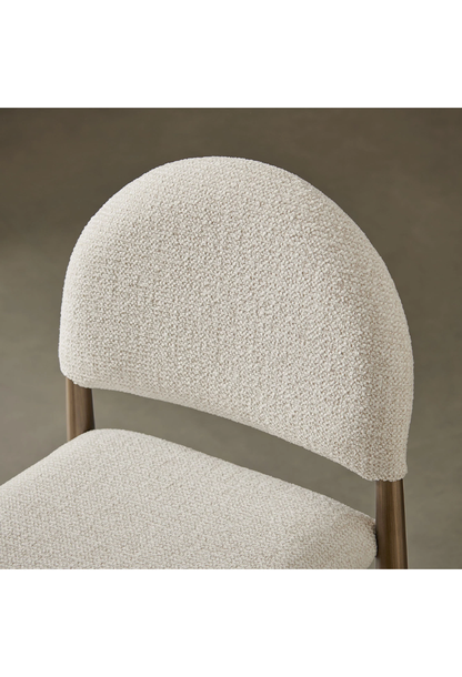 Tabouret de bar en tissu Alura, laiton crème