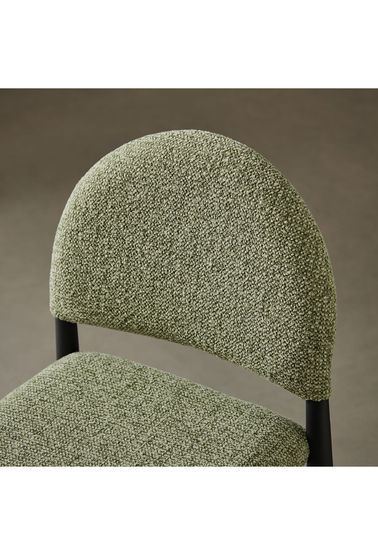 Tabouret de bar en tissu Alura, feuille noire