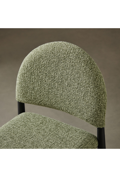 Tabouret de bar en tissu Alura, feuille noire