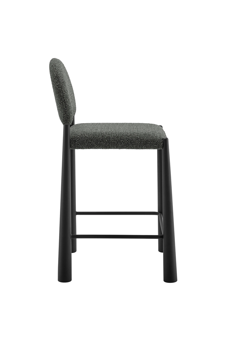 Tabouret de bar en tissu Alura, noir anthracite