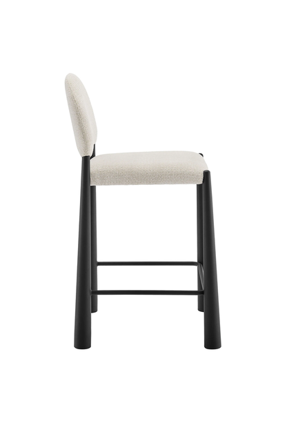 Tabouret de bar en tissu Alura, noir crème