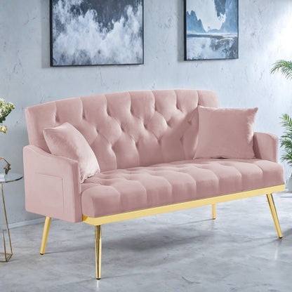 Canapé 2 places en velours 55.5 avec 2 coussins, design contemporain et assemblage facile.