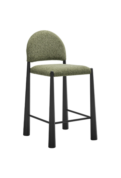 Tabouret de bar en tissu Alura, feuille noire