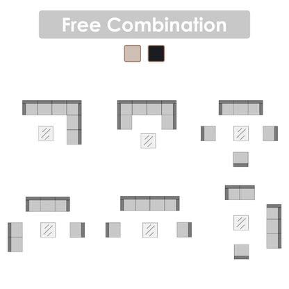Ensemble de canapés modulaires d'extérieur pour 6 personnes avec coussins