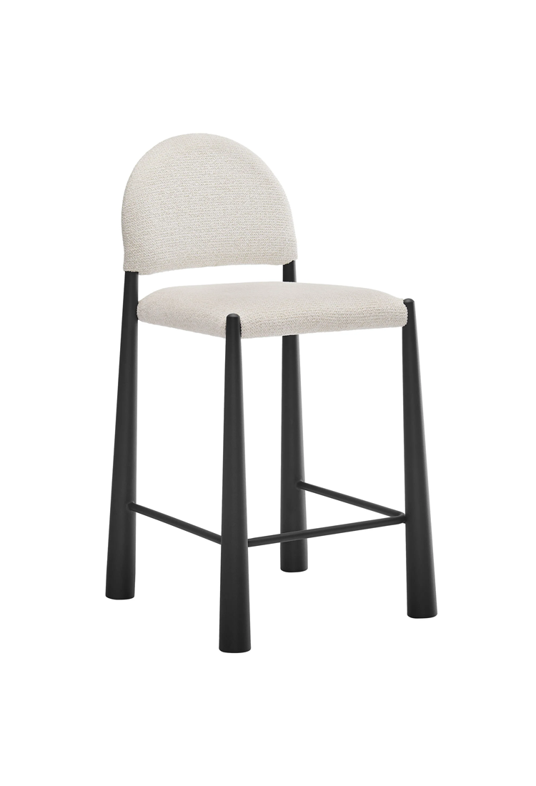 Tabouret de bar en tissu Alura, noir crème