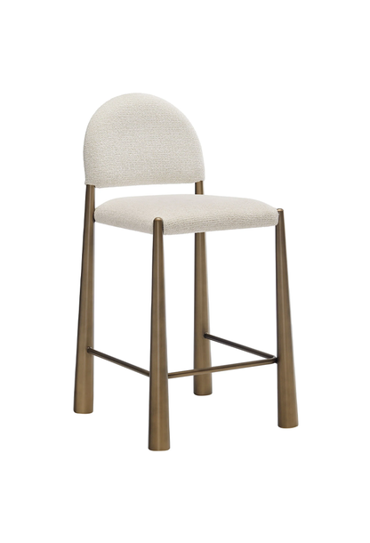 Tabouret de bar en tissu Alura, laiton crème