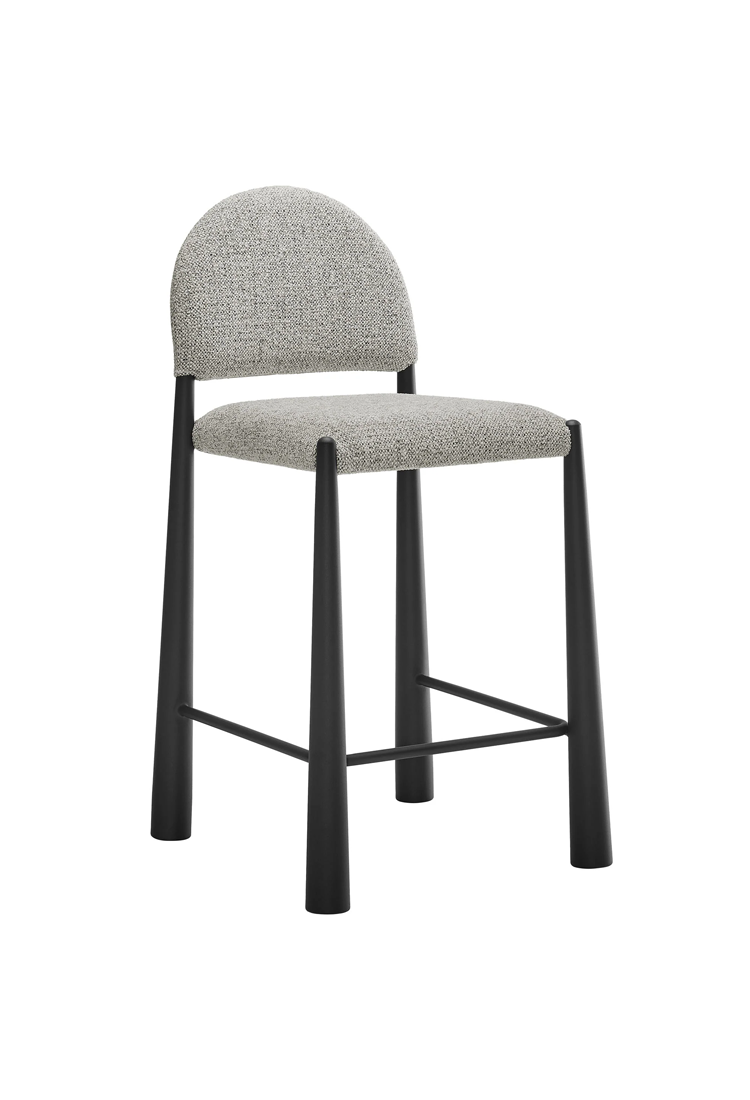 Tabouret de bar en tissu Alura, noir camel