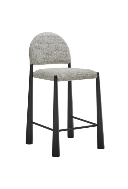 Tabouret de bar en tissu Alura, noir camel