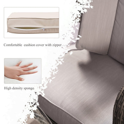 Ensemble de salle à manger rond en rotin pour extérieur, 7 pièces, avec coussins, par Moda Furnishings