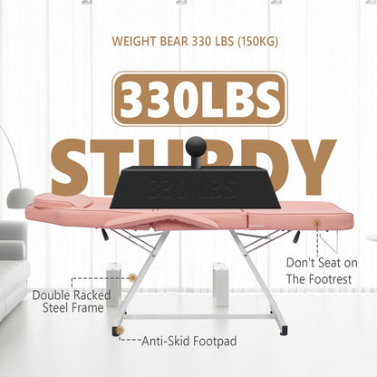 Table de massage, lit de beauté, chaise de tatouage réglable 73 avec tabouret