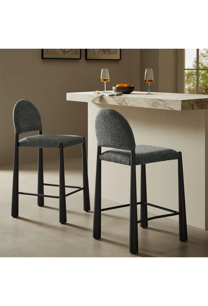 Tabouret de bar en tissu Alura, noir anthracite