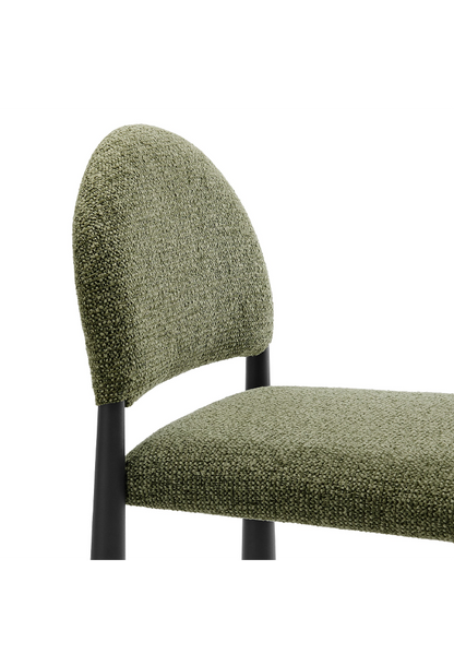 Tabouret de bar en tissu Alura, feuille noire